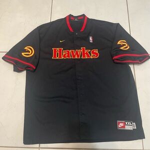 Vintage Atlanta Hawks NBA Shooting Shirt Warmup Jacket Jersey 2XL XXL